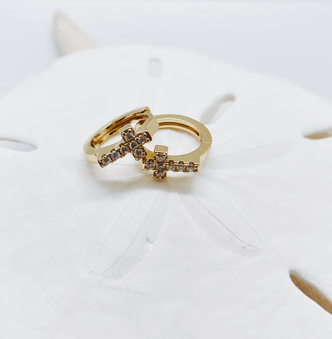 cross earrings, huggies, trending earrings